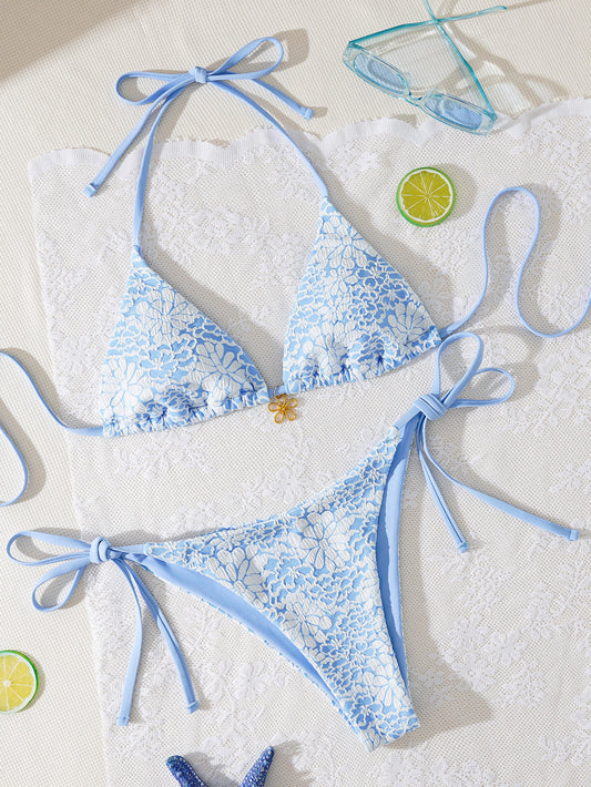 Modrý Vázaný Bikini Set